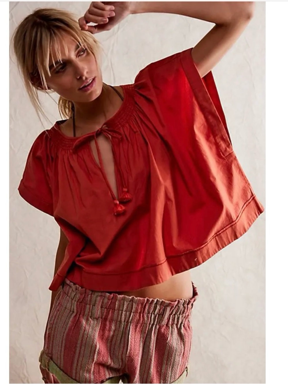 Free People Crop Coral Top